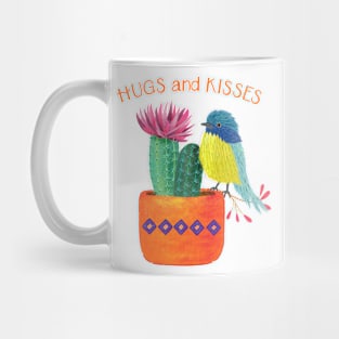 Cactus, bird, hugs and kisses Mug